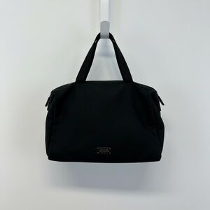 Frances Valentine Black Nylon Cosmetic Bag Travel Makeup Case Zip Top Designer